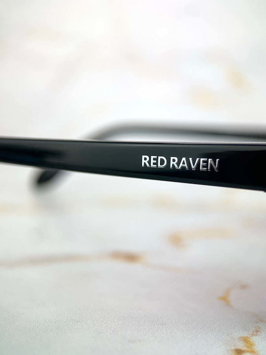 Red Raven Unisex Γυαλιά Ηλίου με Μαύρο Κοκκάλινο Σκελετό και Μαύρο Φακό 47577590759758