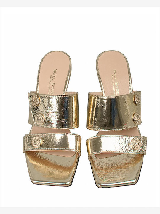 Mules with Heel in Gold Color