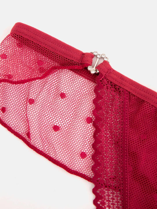 Damen-Slips Zeichenfolge Transparent Burgundisch Burgundisch