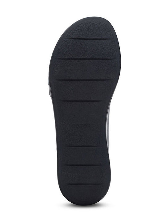 Leather Women's Flat Sandals in Black Color