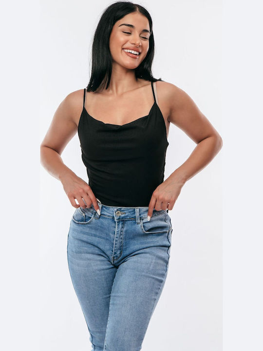 Damen-Bodysuit Drapé Schwarz Einheitsgröße