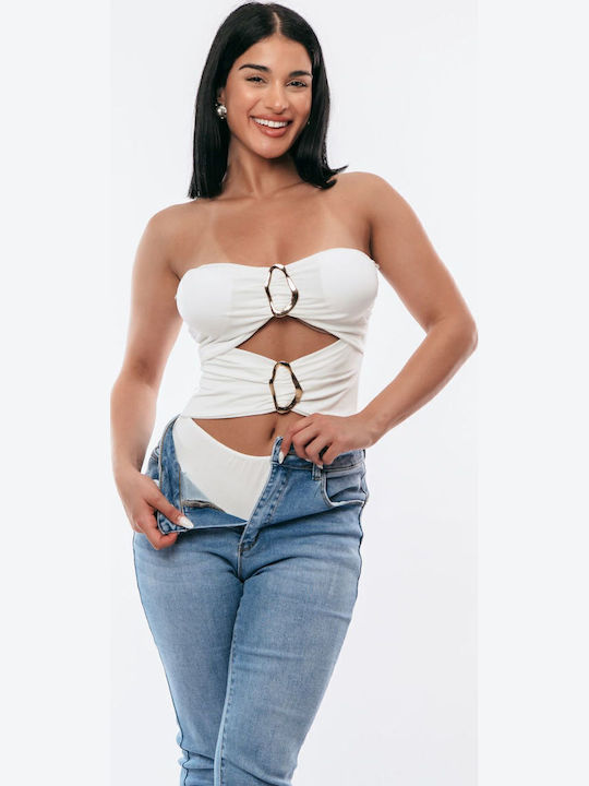 Bodysuit Gold Ring White One Size