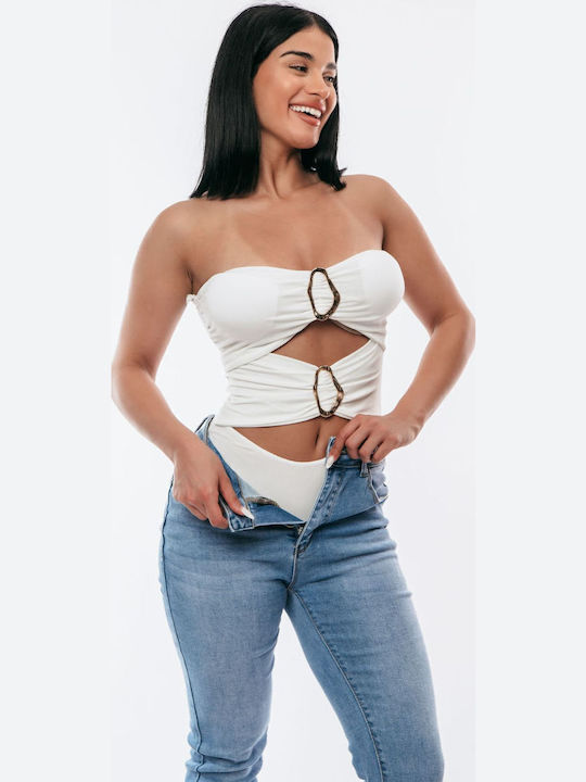 Bodysuit Gold Ring White One Size