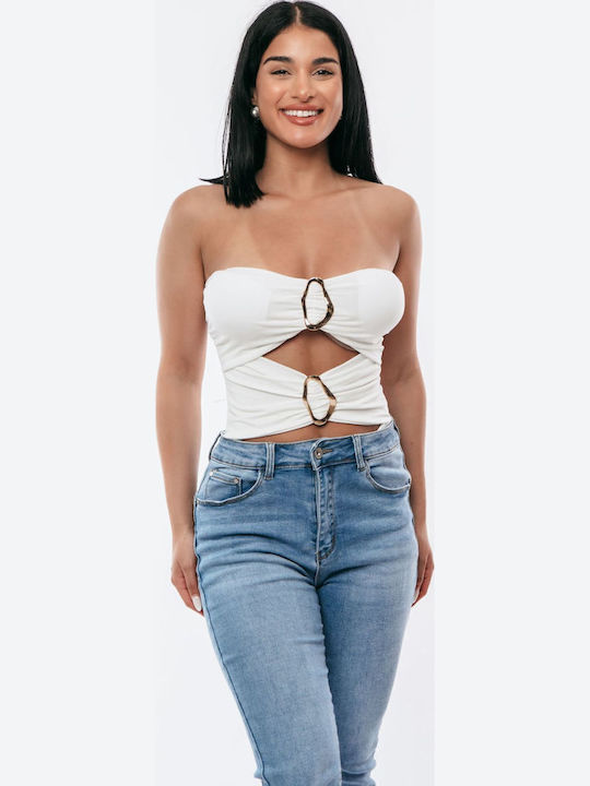 Bodysuit Gold Ring White One Size