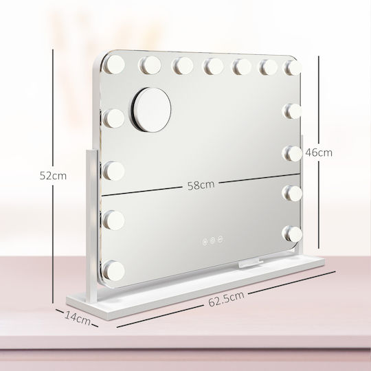 HomCom Καθρέπτης Μακιγιάζ με Φως 62.5x49.5cm Λευκός