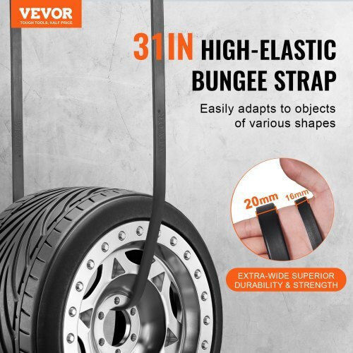 Vevor 50 Pcs Flat Bungee Cord Set 19.8 Mm Heavy Duty Bungee Straps S-hook