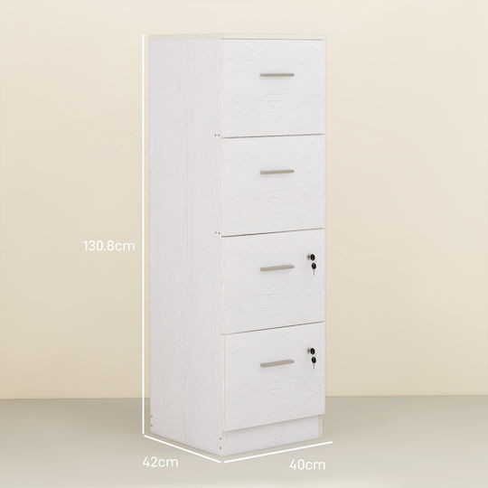Kabinett Büro mit Schloss White 40x42x130.8cm