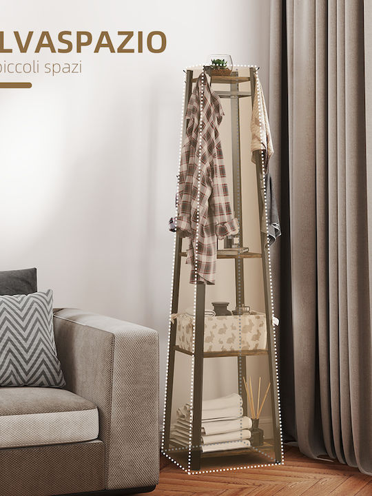HomCom Καλόγερος Μεταλλικός Καφέ / Μαύρος 34x34x170cm