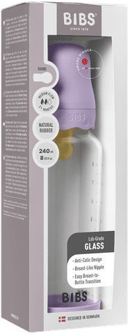 Bibs Glass Baby Bottle Anti-Colic With Silicone Teat For 0+ Months 240ml