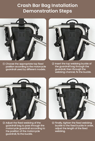 Loboo Crash Bar Wanderer Bag for Motorcycle Protection Rails 6lt Black
