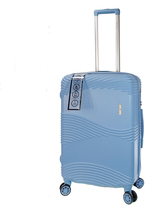 Bartuggi Medium Hard Light Blue Travel Suitcase with 4 Wheels Height 67cm