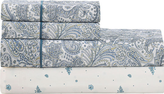 Liolios Home Bettwäsche-Set Überdoppel 245x270cm. Blau 4Stück