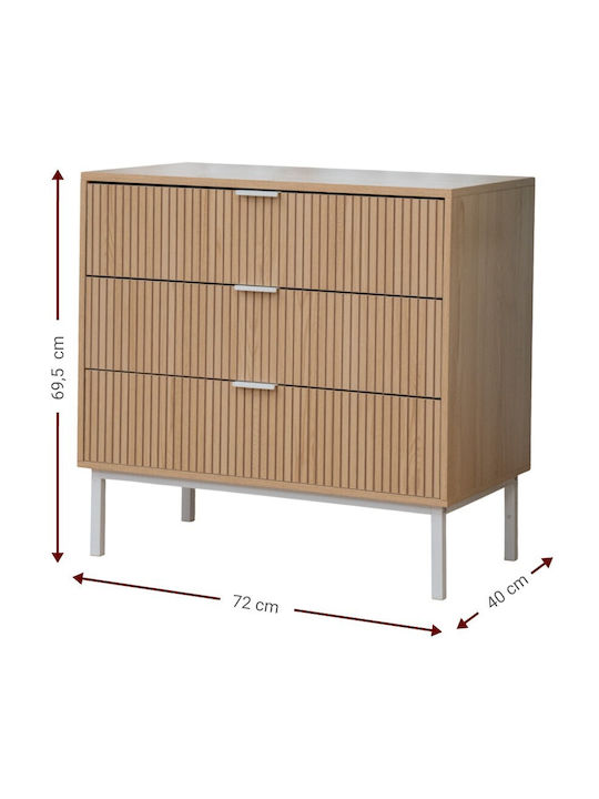 Haptic 3s Wooden Chest of Drawers with 3 Drawers 72x40x69.5cm