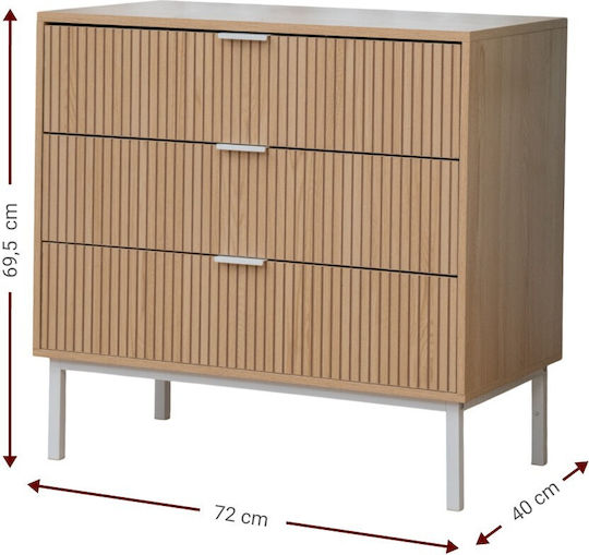 Συρταριέρα Κρεβατοκάμαρας Haptic 3s mit 3 Schubladen 72x40x69.5cm