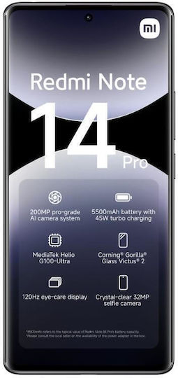 Xiaomi Redmi Note 14 Pro 4G Dual SIM (12GB/512GB) Midnight Black