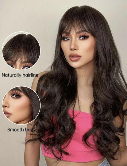 Hair Duty Περούκα με Συνθετική Τρίχα σε Σκούρο Καστανό Χρώμα 72cm