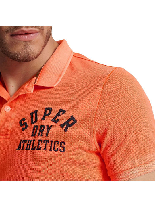 D1 Ovin Vintage Polo Herrenblusen Kurzarm Shocker Orange