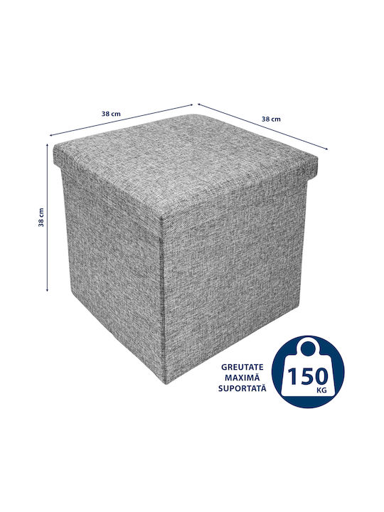 Suport Pentru Picioare Cu Spațiu De Depozitare Tapițat Cu Țesătură Gri 37x37x37cm Taburet