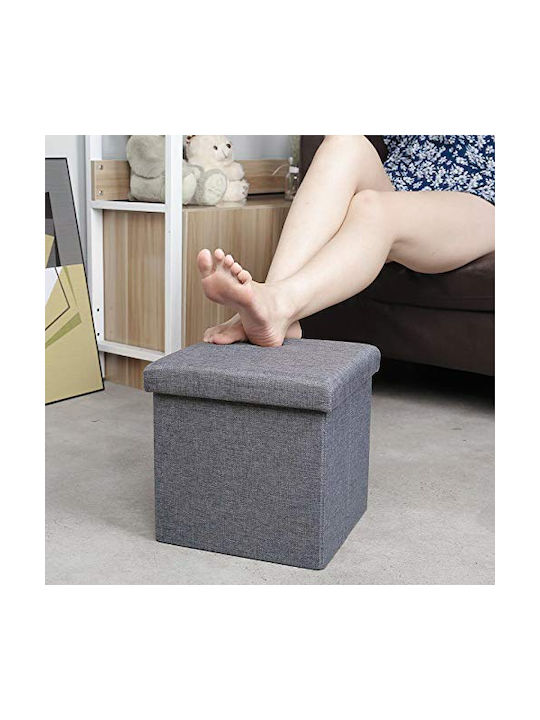 Suport Pentru Picioare Cu Spațiu De Depozitare Tapițat Cu Țesătură Gri 37x37x37cm Taburet