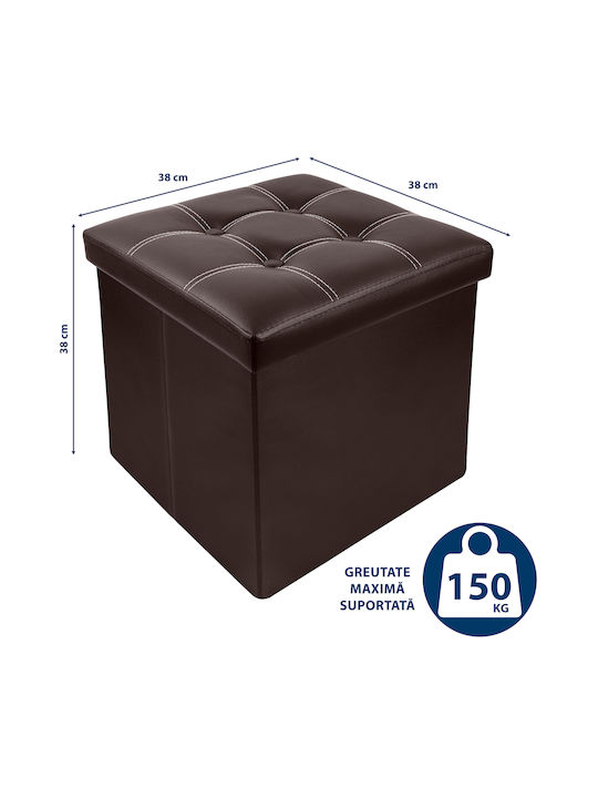 Stool Footstool With Storage Space Leather Brown 38x38x38cm
