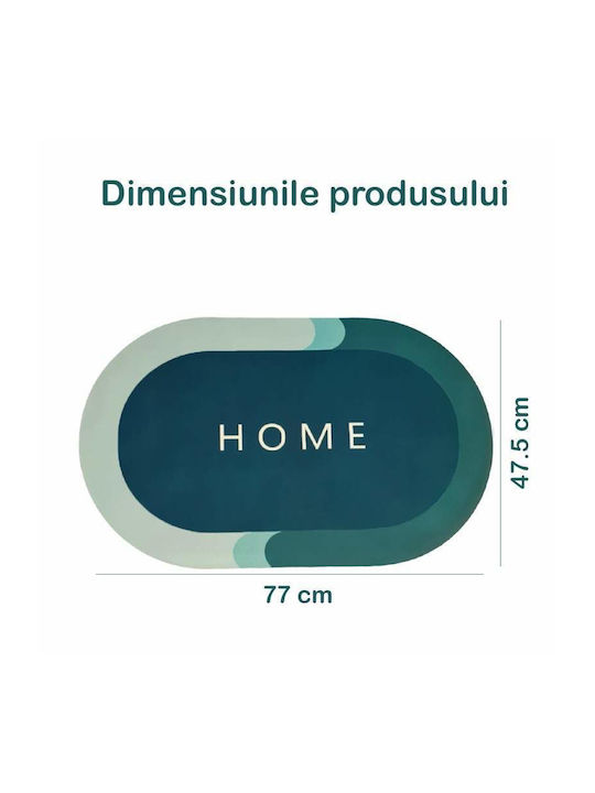 Non-Slip Bath Mat Oval Turquoise/green 77x47.5cm