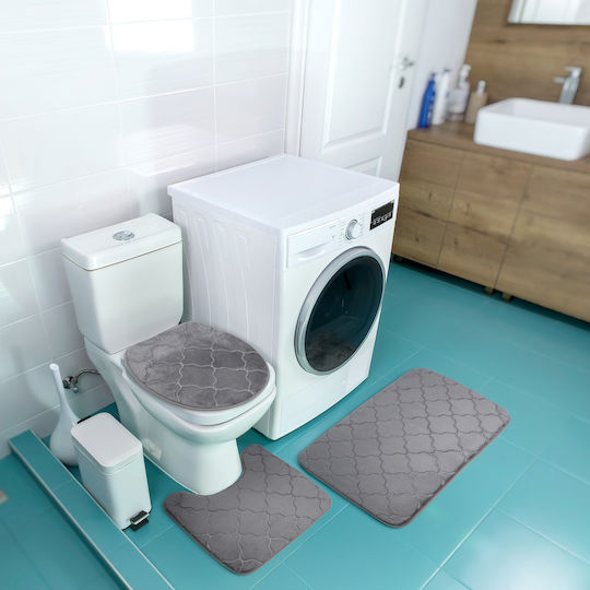 Non-Slip Bath Mats Set Microfiber Toilet GreyRug2 Gray 3pcs