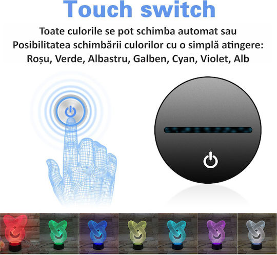 3D LED Night Light Lustră Decorativă Iluzie 3D Multicolor
