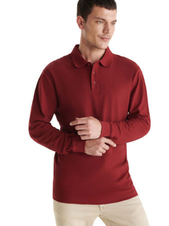 Estrella Polo Long Sleeve Blouse Burgundy