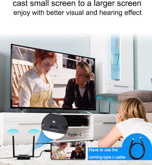 Hdmi Ασύρματη Αναμετάδοση 200m 1080p Hdmi Type-c Loop Out