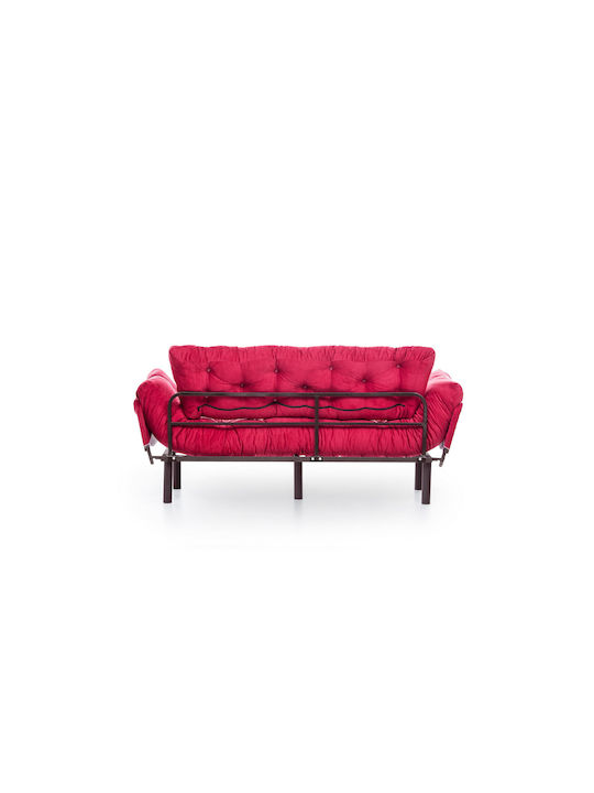 Nitta Three-Seater Couch Bed Maroon Red 185x70x85 cm