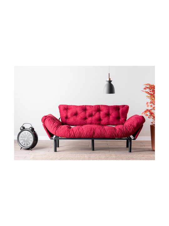 Nitta Three-Seater Couch Bed Maroon Red 185x70x85 cm