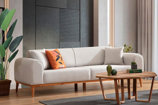 Kapri Τριθέσιος Καναπές Κρεβάτι Cream 220x84x77εκ.