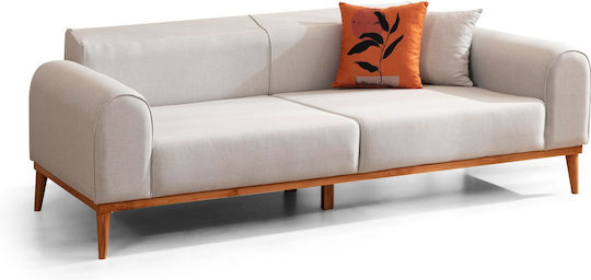 Kapri Τριθέσιος Καναπές Κρεβάτι Cream 220x84x77εκ.