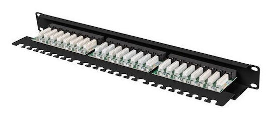 Lanberg Patch Panel for Rack 1U 19" with 24 cat6 Ports Black