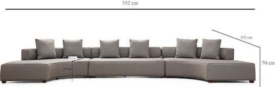 Gondol Ecke Sofa im U-förmigen Design Grau 552x105x70cm