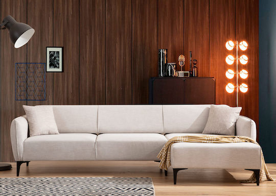 Belissimo Corner Couch with Right Corner Off White 270x140x67 cm
