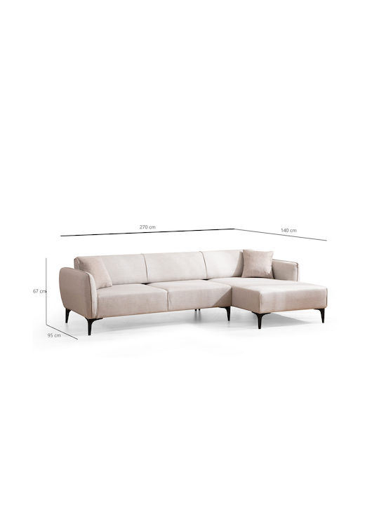 Belissimo Canapea Colțar cu Colțul Din Dreapta Off White 270x140x67 cm