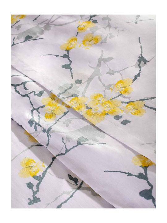 Peiraiki Patraiki Duvet Cover Set Cotton Single with Pillowcase 170x250 Exotic Flower Yellow