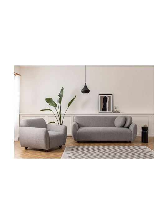 Eddy Τριθέσιος Καναπές Light Grey 223x83x86εκ.