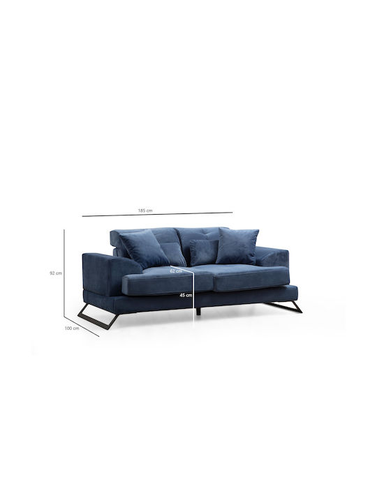 Two-Seater Couch Dark Blue 190x97x92cm
