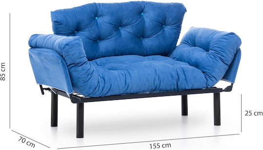 Nitta Canapea Cu Două Locuri Pat Albastru Marin 155x70x85cm