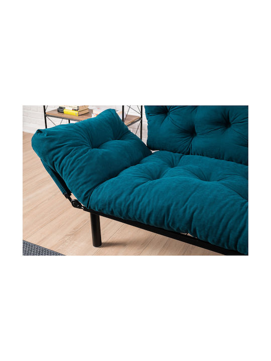 Two-Seater Couches Petrol Blue 155x70x85 cm