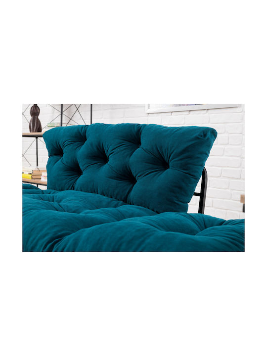 Two-Seater Couches Petrol Blue 155x70x85 cm