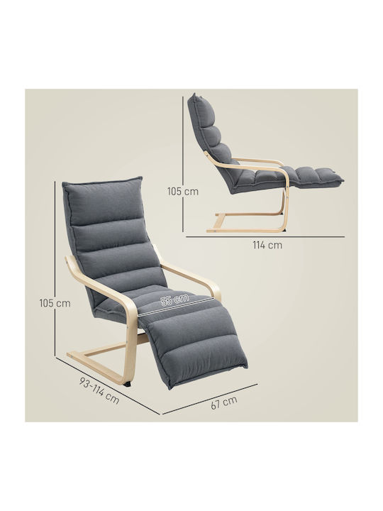 Relax Sessel mit Fußhocker Grau 67x93x114cm