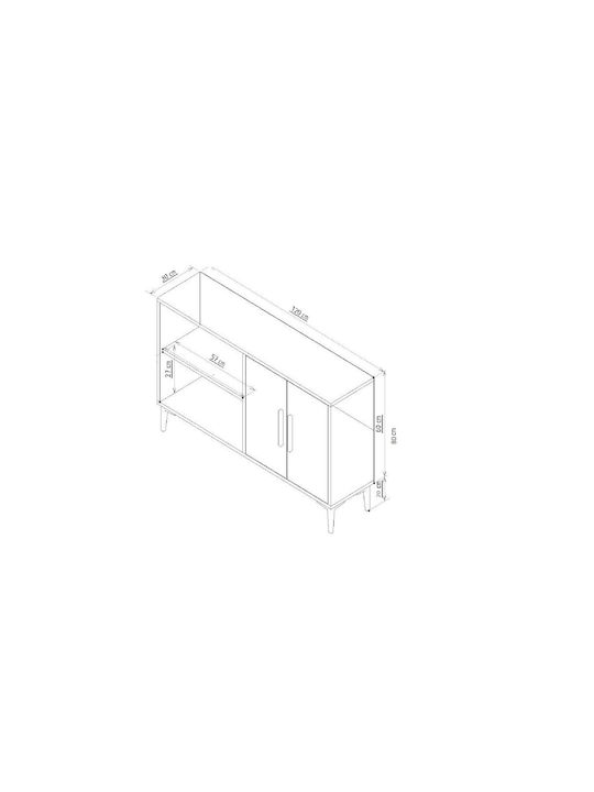 Sideboard Ahart Wooden Natural-gold 120x30x80cm