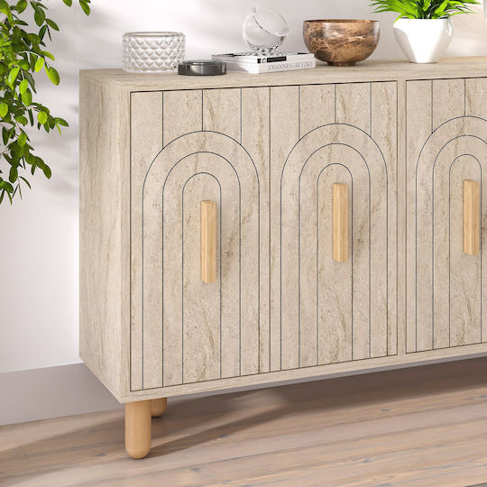 Sideboard Tiger Wooden Travertine Beige-oak 120x29.6x73.6cm