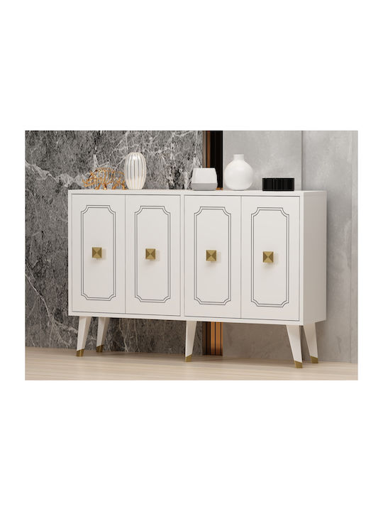 Sideboard Roland Wooden White-gold 120x30x80cm