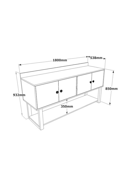 Μπουφές από Ξύλο & Μέταλλο Anthracite-walnut 180x85x93.2cm
