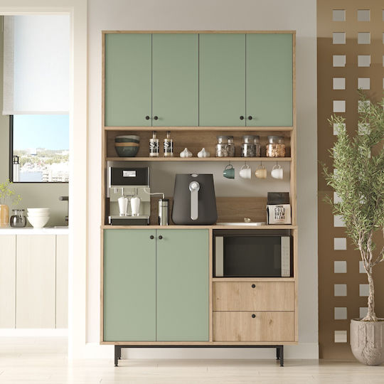 Μπουφές από Ξύλο & Μέταλλο Oak-green 120x35.5x205cm