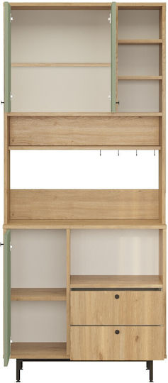 Мебели за съхранение от дърво & метал Oak-green 88x35.5x205см